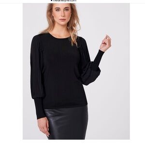 Beautiful Top with sheer pleated sleeves.